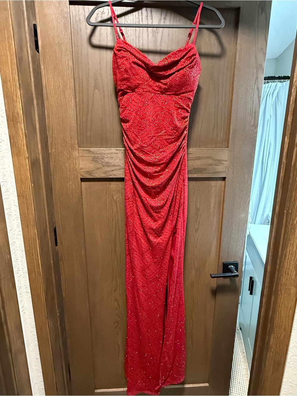 Windsor Red Sequin Cowl Neck Maxi Dress